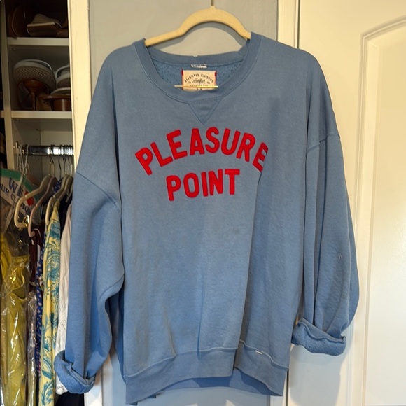 Slightly Choppy Vintage Pleasure Point Surf Spot Blue Sweatshirt - Picture 1 of 1